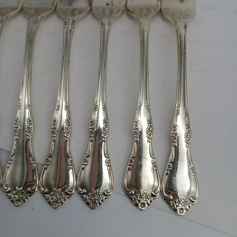 8X DF Vtg 1968 Oneida Community Silverplate Fredericksburg Dinner Forks